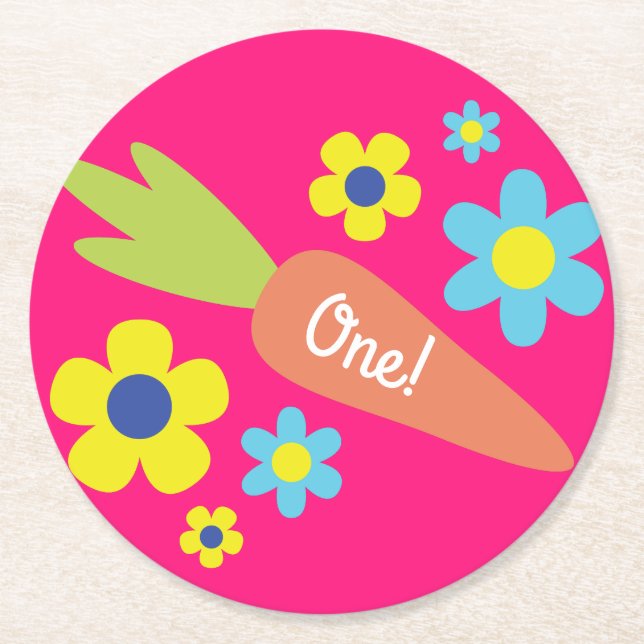 Bunny Rabbit Påsk Vår Födelsedagsfest Underlägg Papper Rund (Framsidan)