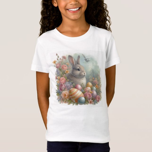 Bunny Rabbit /Påskägg Hunt Girls T-Shirt (Framsida)