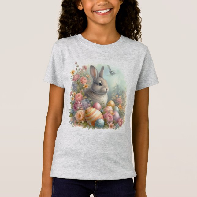 Bunny Rabbit /Påskägg Hunt Girls T-Shirt (Framsida)