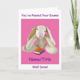 Bunny Rabbit passerade ditt Exams hälsning Card Helgkort