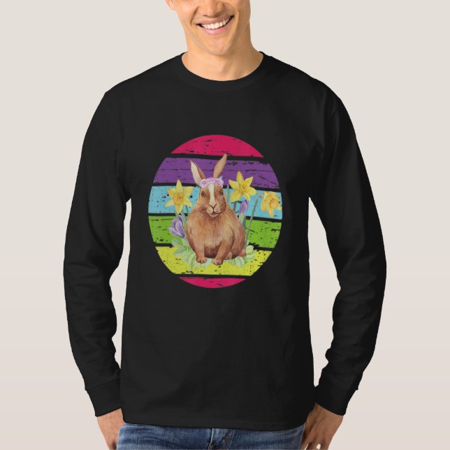 Bunny Rabbit Pastel Theme Daffodil Womens Påsk B T Shirt (Framsida)