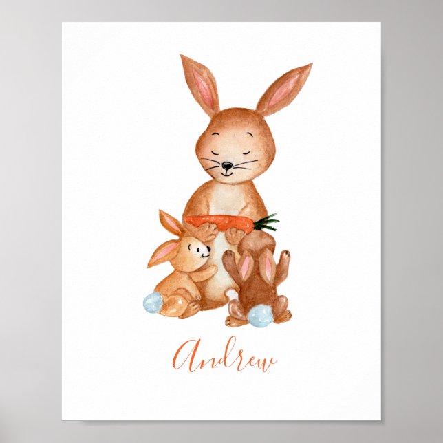 Bunny Rabbit Personlig Nursery Wall Art Poster (Framsidan)