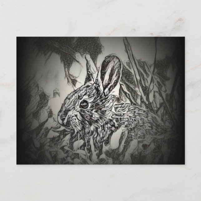 Bunny Rabbit Postcard - Yard Critters Vykort (Framsida)