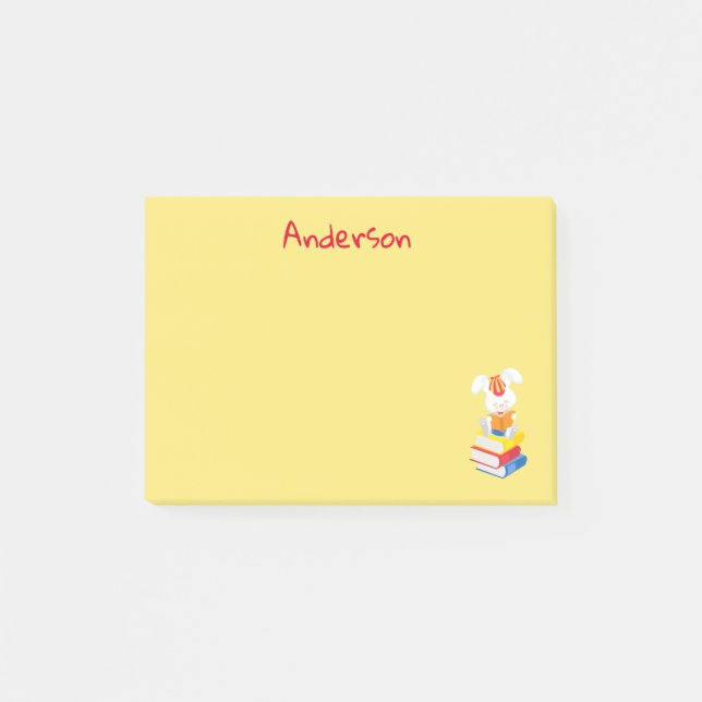 Bunny Rabbit Reading Bokar Post-it Block (Framsida)