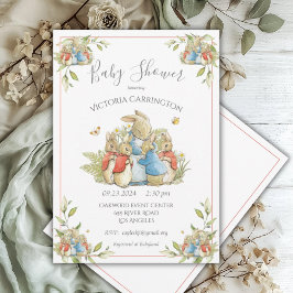 Bunny Rabbit Red Baby Shower Inbjudningar