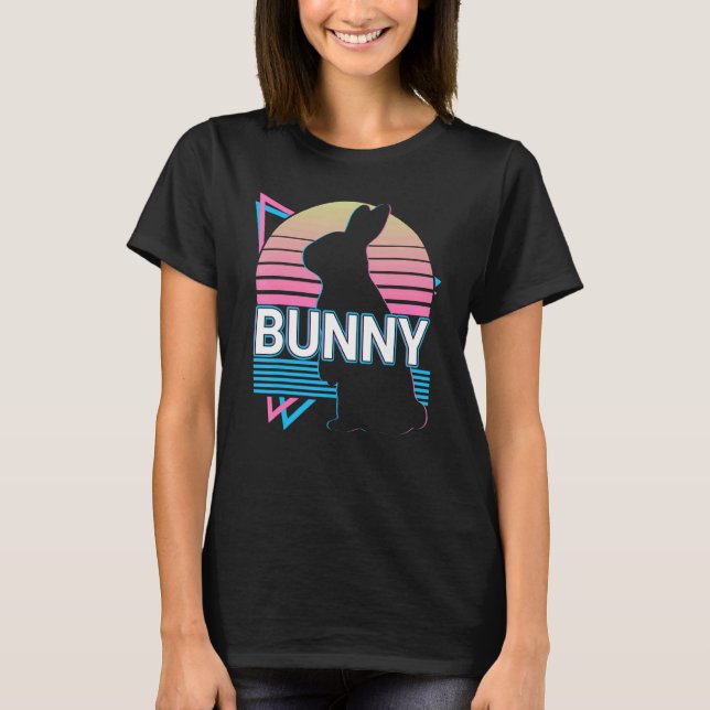 Bunny Rabbit Retro T Shirt (Framsida)