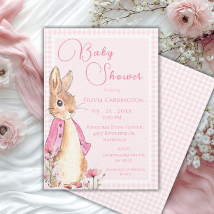 Bunny Rabbit Rosa Baby Shower Inbjudningar