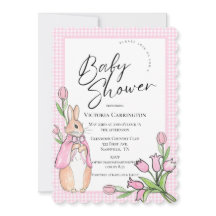 Bunny Rabbit Rosa Gingham Baby Shower