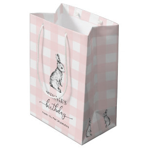 Bunny Rabbit Rosa Gingham Favor Bag