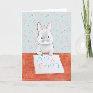 Bunny Rabbit skriver kärlek, du söt valentins dag Kort