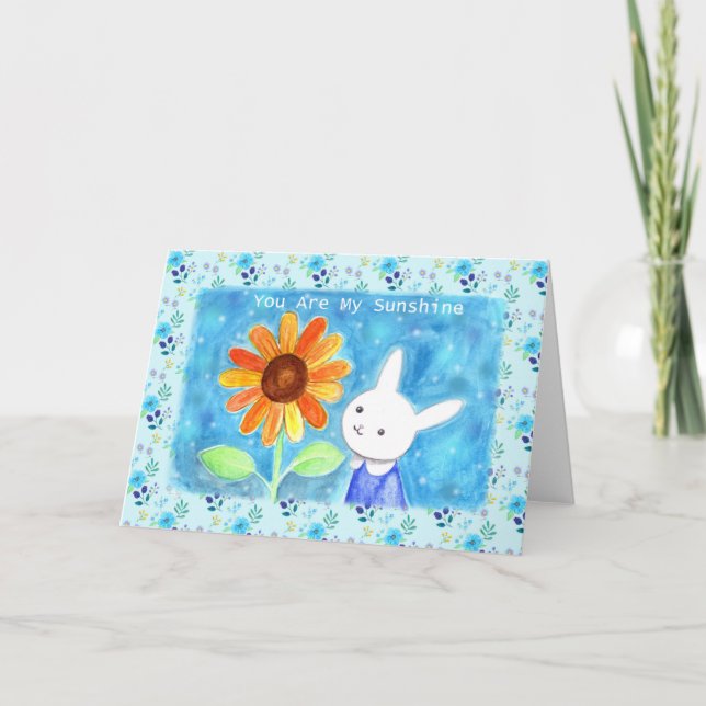 Bunny Rabbit Solros Du är min Sunshine Kärlek Kort (Framsida)
