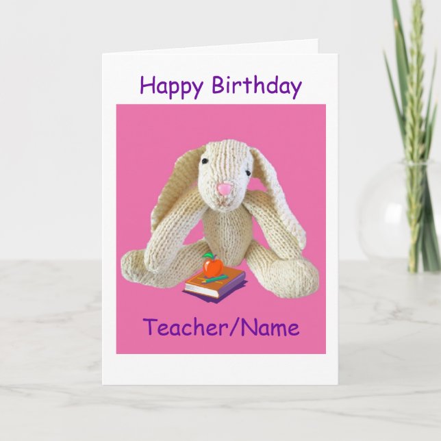 Bunny Rabbit Teacher Birthday Card son dotter Kort (Framsida)