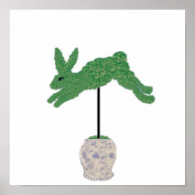 Bunny Rabbit Topiary Ginger Burk art print Poster