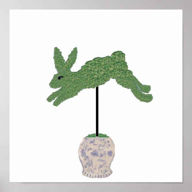 Bunny Rabbit Topiary Ginger Burk art print Poster (Framsidan)