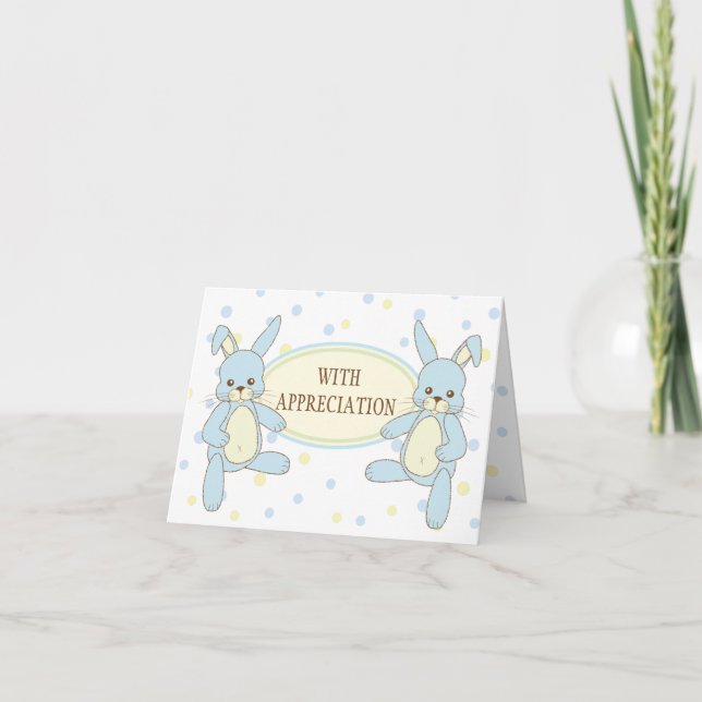 Bunny Rabbit Twillingar Tack Notecard Kort (Framsida)