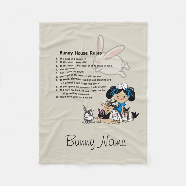 Bunny Rabbit Ull - HouseRules Personlig Fleecefilt (Framsidan)