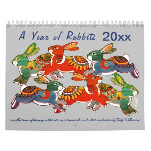 Bunny Rabbit valfritt år - färglös, unik Bunny Art Kalender
