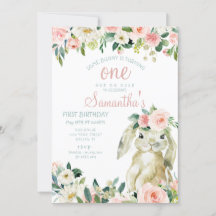 Bunny Rabbit Vår Blommigt Girl 1st Birthday Party