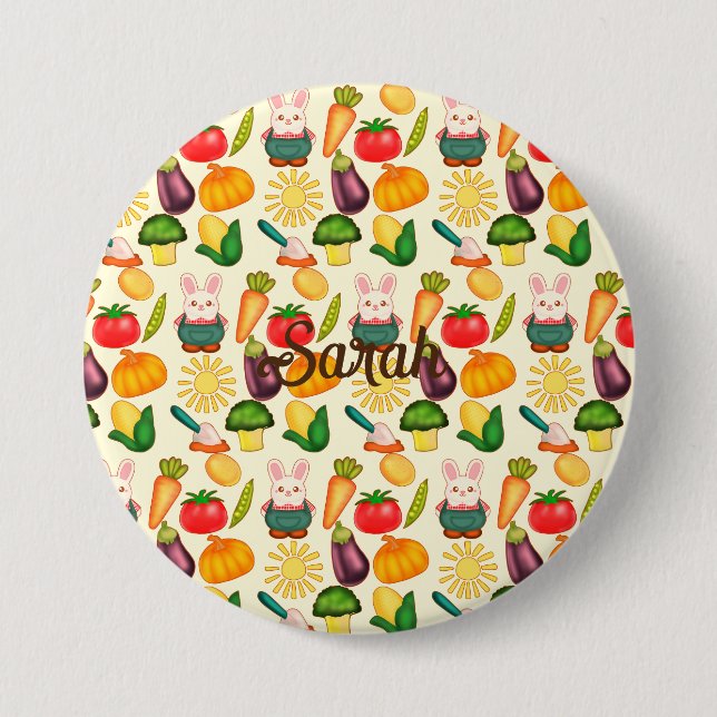 Bunny Rabbit Vegetable Farmer Knapp (Framsida)