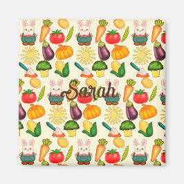 Bunny Rabbit Vegetable Farmer Magnet