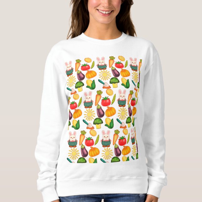 Bunny Rabbit Vegetable Farmer T Shirt (Framsida)