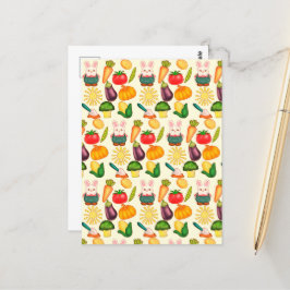 Bunny Rabbit Vegetable Farmer Vykort