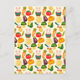 Bunny Rabbit Vegetable Farmer Vykort