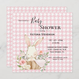 Bunny Rabbit Watercolor Houndstooth Baby Shower