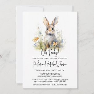 Bunny Rabbit Woodland Baby Shower Inbjudningar