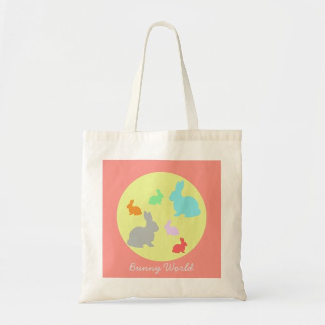 Bunny/Rabbit World Funky Tote Bag Tygkasse (Framsidan)