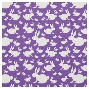 Bunny Rabbits Lila White Fabric Tyg
