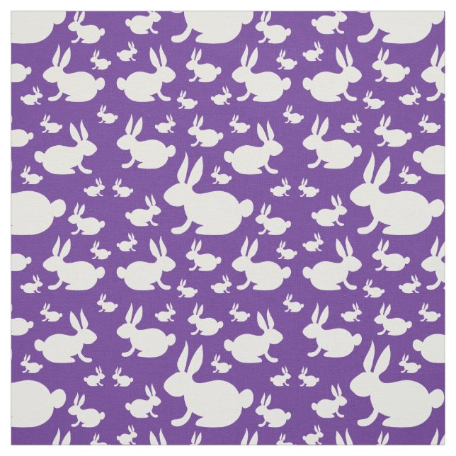 Bunny Rabbits Lila White Fabric Tyg (Provkarta)