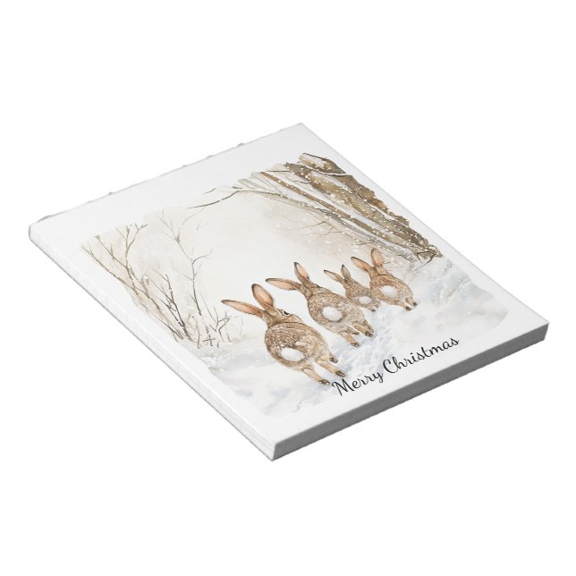 Bunny Rabbits Woods Christmas Anteckningsblock (Vinklad)