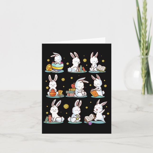 Bunny Reading Bok Glad påsk Bookworm Kids Manar Kort (Framsida)