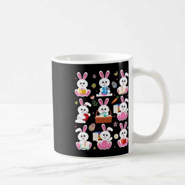 Bunny Reading Bok Påsk Rabbit Bookworm Reader B Kaffemugg (Höger)