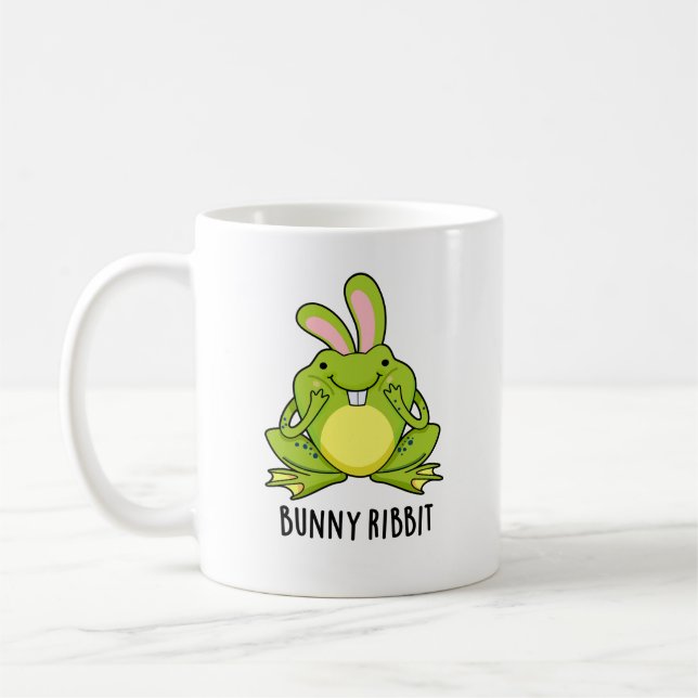 Bunny Ribbit Funny Rabbit Frog Pun Kaffemugg (Vänster)