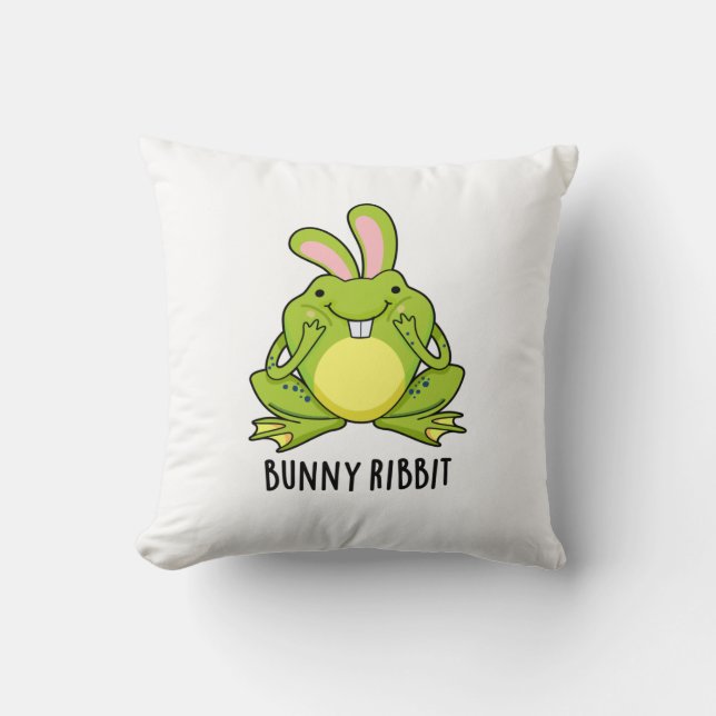 Bunny Ribbit Funny Rabbit Frog Pun Kudde (Framsida)