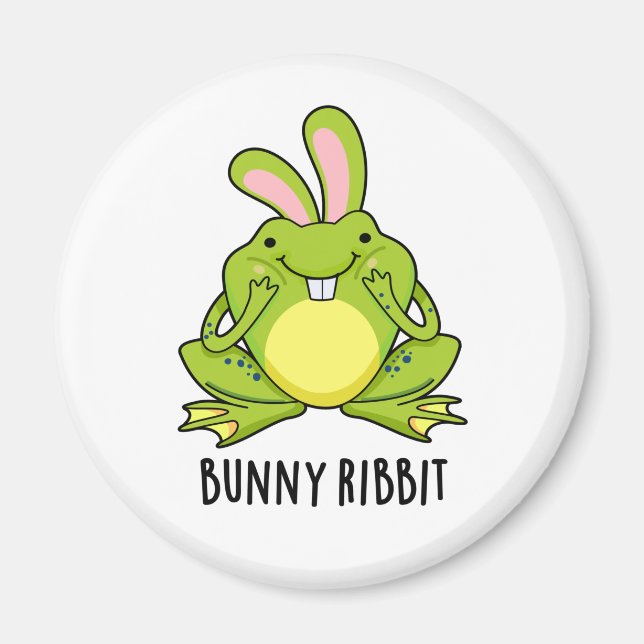 Bunny Ribbit Funny Rabbit Frog Pun Magnet (Framsidan)