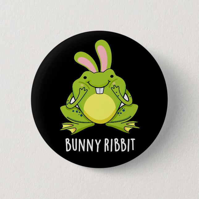 Bunny Ribbit Funny Rabbit Frog Pun Mörk BG Knapp (Framsida)
