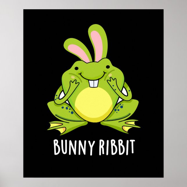 Bunny Ribbit Funny Rabbit Frog Pun Mörk BG Poster (Framsidan)