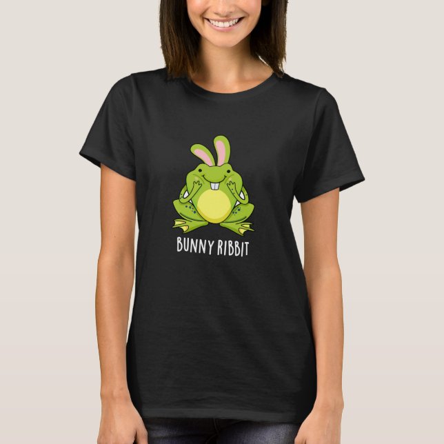 Bunny Ribbit Funny Rabbit Frog Pun Mörk BG T Shirt (Framsida)