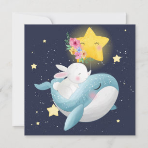 Bunny Riding A Whale Julkort