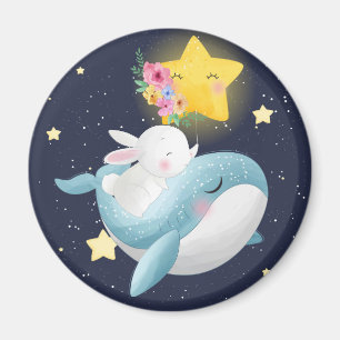 Bunny Riding A Whale Magnet