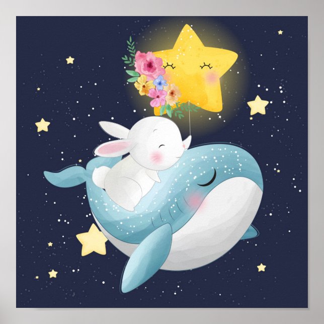 Bunny Riding A Whale Poster (Framsidan)