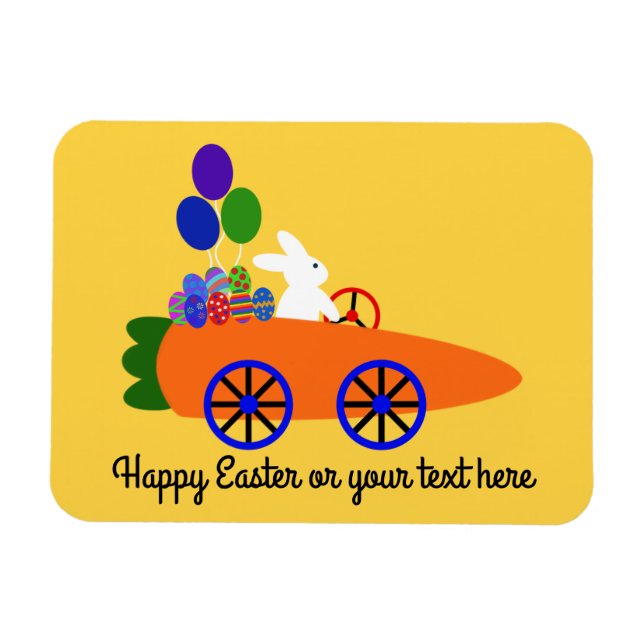 Bunny Riding Carrot Car #3 Magnet (Horisontell)