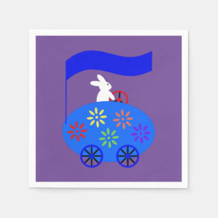 Bunny Riding Egg Car #1 Napkins Pappersservett