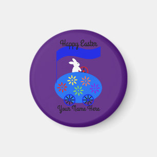 Bunny Riding Egg Car #1 Round Magnet
