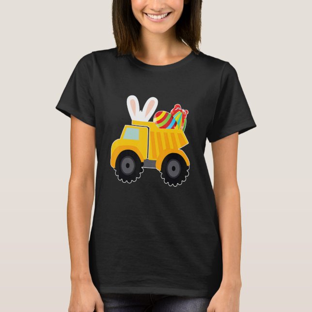 Bunny Riding Garbage Truck Easter Day Bunny Garbag T Shirt (Framsida)