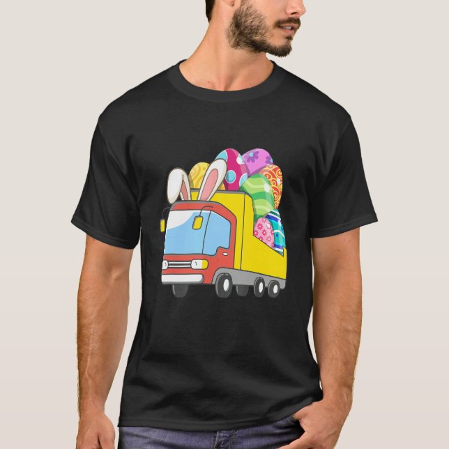 Bunny Riding Garbage Truck Easter Day Bunny Garbag T Shirt (Framsida)