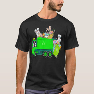 Bunny Riding Sopor Lastbil Påsk Dag Bunny Garbag T Shirt